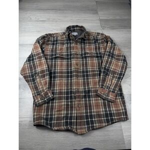 Carhartt Jacket Mens M Black Brown Shacket Plaid Lined Button Up Outdoors Heavy